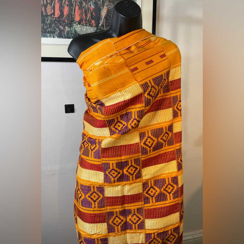 K38 Handmade Authentic African Kente Cloth Fabric